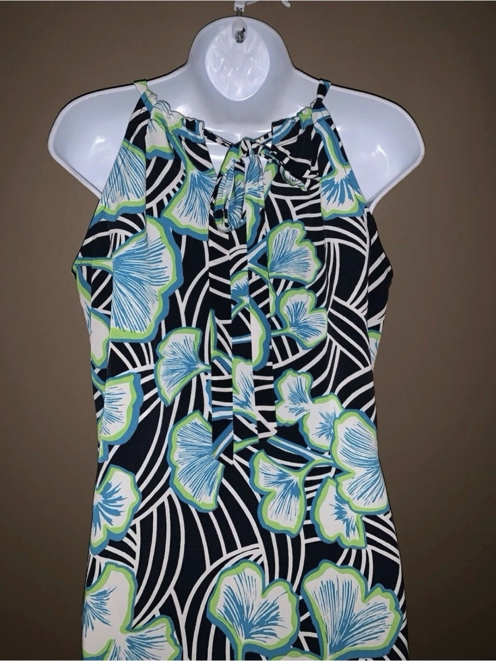Crown & Ivy Floral Halter Tie Neck Sleeveless Lightweight Shift Dress L - Picture 3 of 7